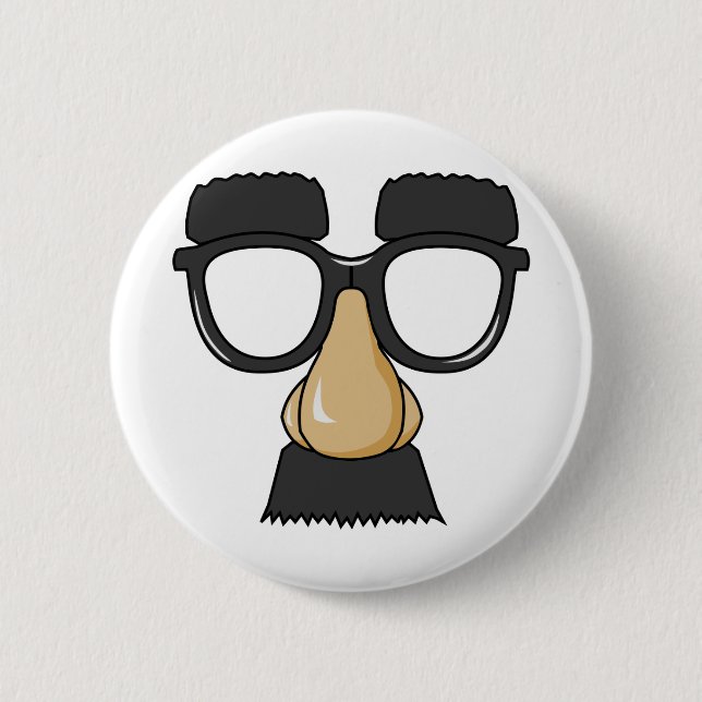 Fake Moustache Face 2 Inch Round Button (Front)