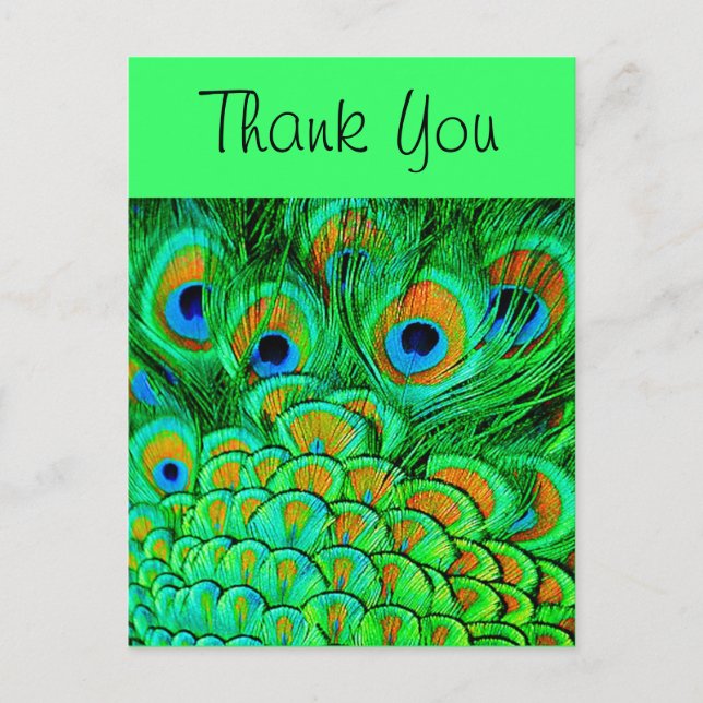 Fake Peacock Feathers Abstract Nature Pattern Postcard (Front)