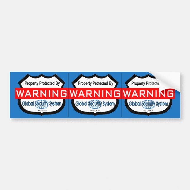 Fake Security Stickers, Window Decals- 3 per Sheet Bumper Sticker (Front)