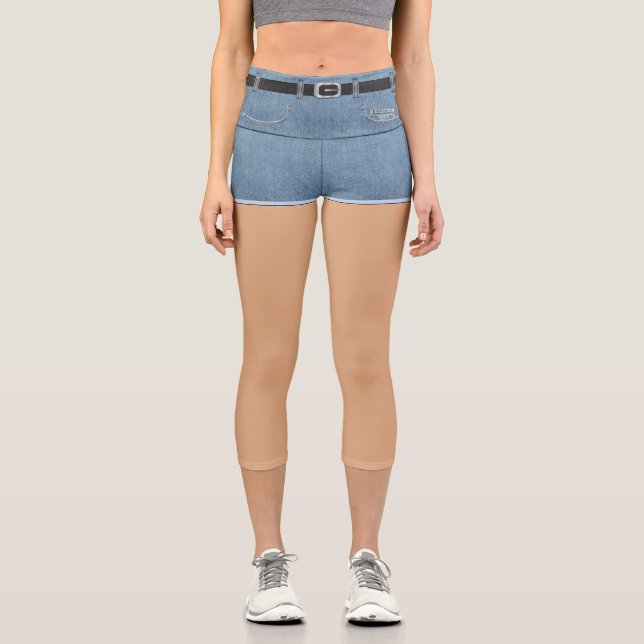Fake Short Shorts Capri Leggings (Front)