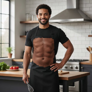 Fake Six pack abs torn cloth funny illusion photo  Apron