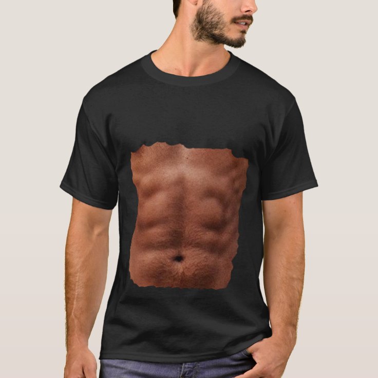 Fake Six pack abs torn cloth funny illusion photo T-Shirt | Zazzle Fake Six pack abs torn cloth funny illusion photo T-Shirt | Zazzle
