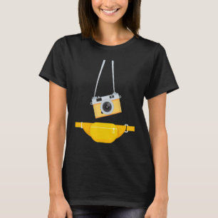 Fake Tourist Photographer Strap Hanging Camera & W T-Shirt
