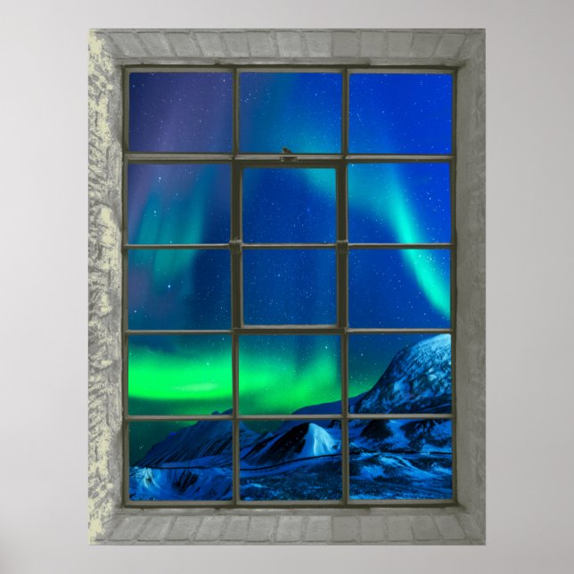 Fake Window Aurora Borealis Northern Lights  Poster (Front)