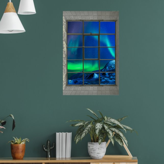 Fake Window Aurora Borealis Northern Lights  Poster (Living Room 1)