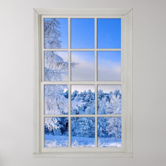 Fake  Window Illusion - Fresh Snow Scene Poster