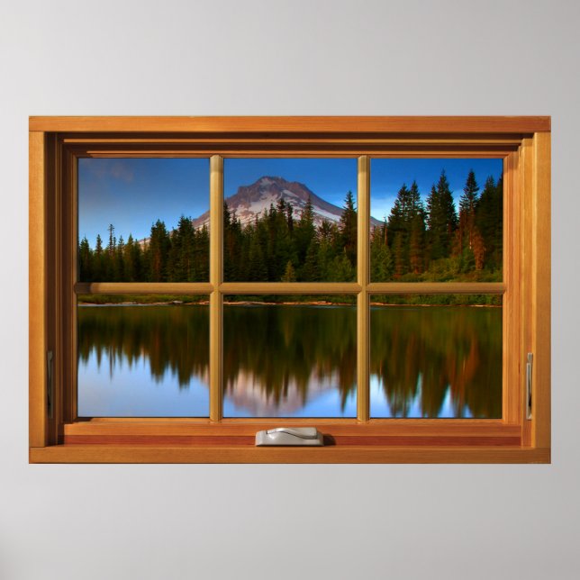 Fake Window Illusion - Mountain Reflection VIew Poster (Front)