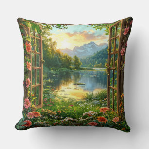 Fake window landscape Scenic Nature Home Décor 🌿 Throw Pillow