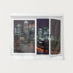 Fake Window London City Wall Hanging Tapestry