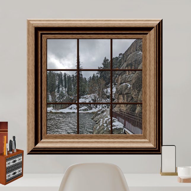 Fake Window Poster La scène de neige hivernale Lac (Créateur téléchargé)