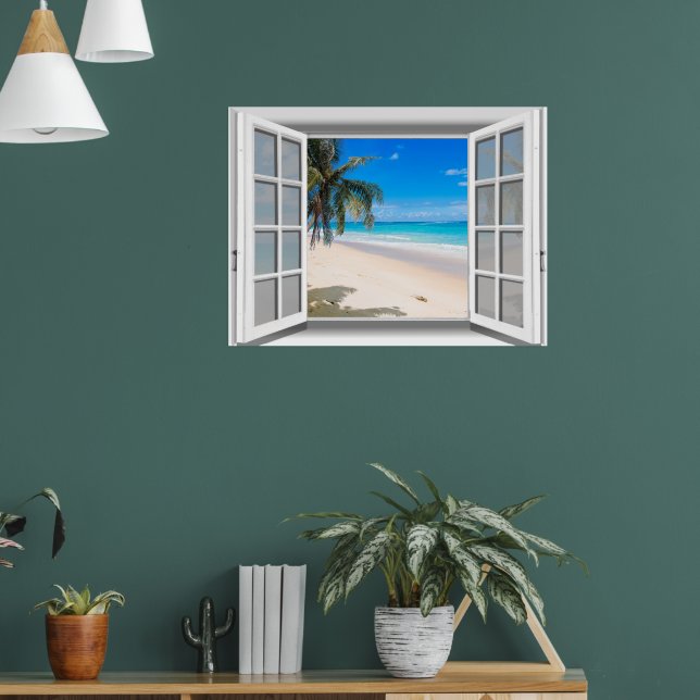 Fake Window View 3D Tropical Beach  Poster (Living Room 1)