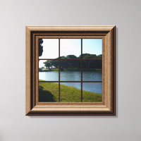 Fake Window View Lake Landscape Canvas Wall Art