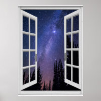 Fake Window View Milky Way Night Sky 