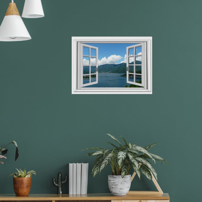 Fake Window View Mountain Lake  Poster (Living Room 1)