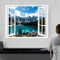    Fake Window View Mountains and Lake Landscape 