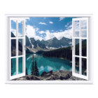 Fake Window View Mountains and Lake Landscape