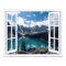    Fake Window View Mountains and Lake Landscape 