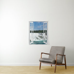 Fake Window Waterfall Wall Hanging Tapestry