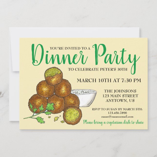 Falafel Balls Middle Eastern Chickpea Fritter Food Invitation (Front)