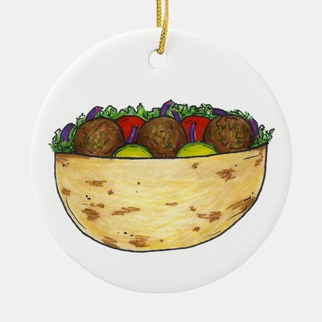 Falafel Stuffed Pita Sandwich Mediterranean Food Ceramic Ornament (Front)