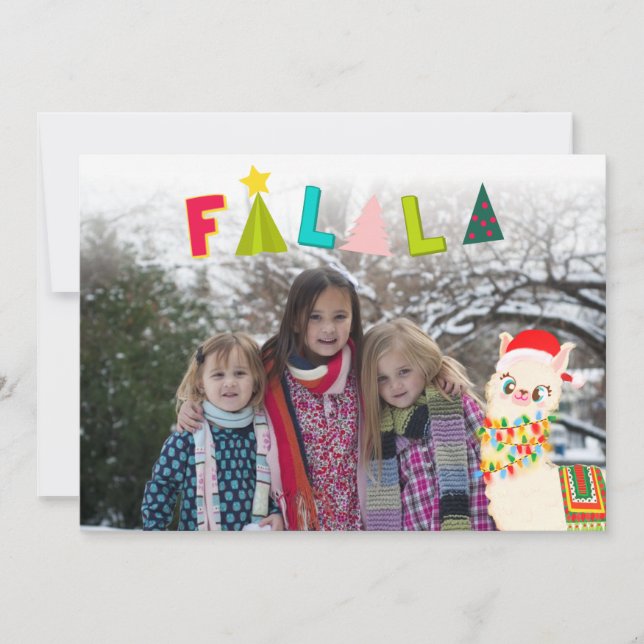 Falala Colourful Llama Custom Photo Holiday Card (Front)