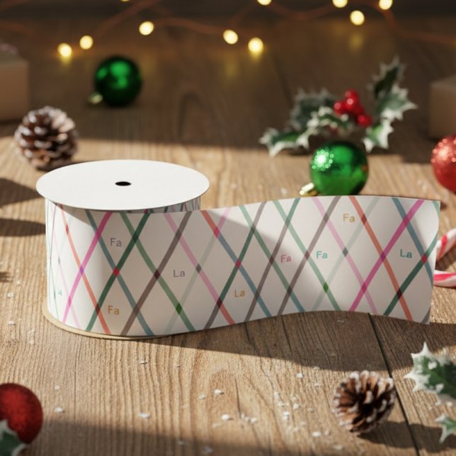 Falala Pastel Colours Chequered Pattern Christmas  Satin Ribbon (Creator Uploaded)