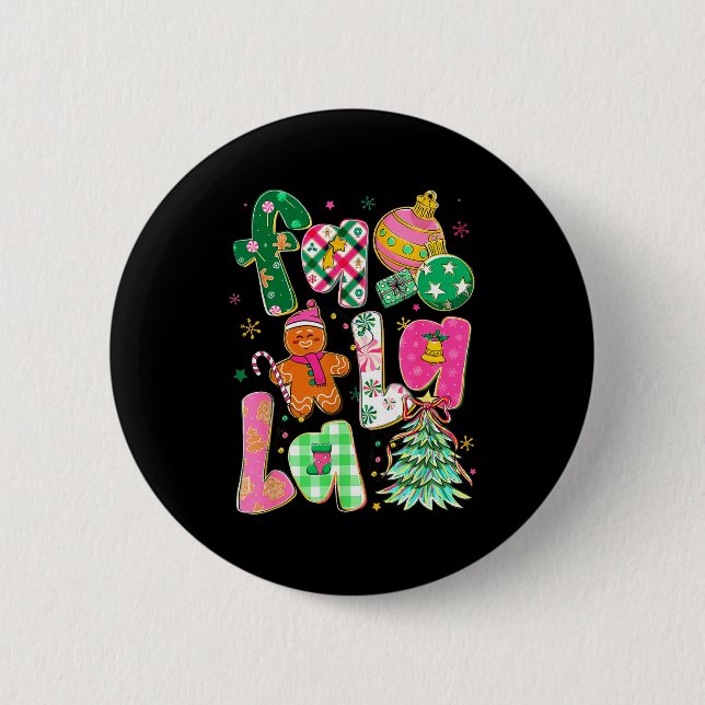 Falala Sublimation Gingerbread Preppy Christmas Co 2 Inch Round Button (Front)