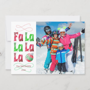 FaLaLa Watercolor, Editable Greeting on Back Holiday Card