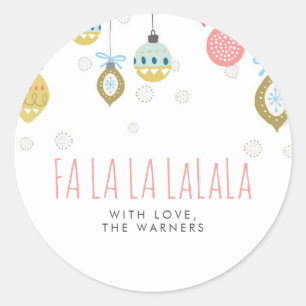 Falalala Christmas Classic Round Sticker