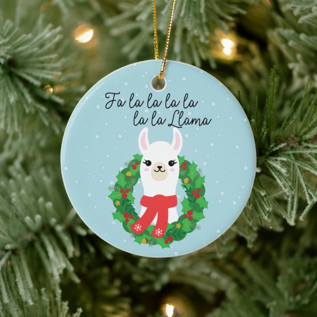 FaLaLaLaLa Llama Fun Christmas Ceramic Ornament (Tree)