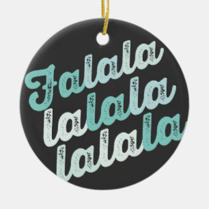 Falalalala Mint Ombre Bold Script Photo Christmas Ceramic Ornament
