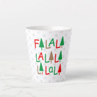 Falalalala... Red Green Brown Snowflakes Latte Mug