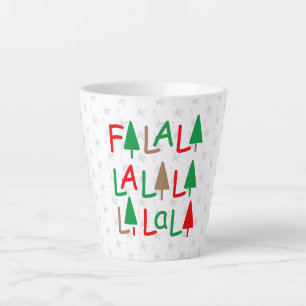 Falalalala... Red Green Brown Snowflakes Latte Mug