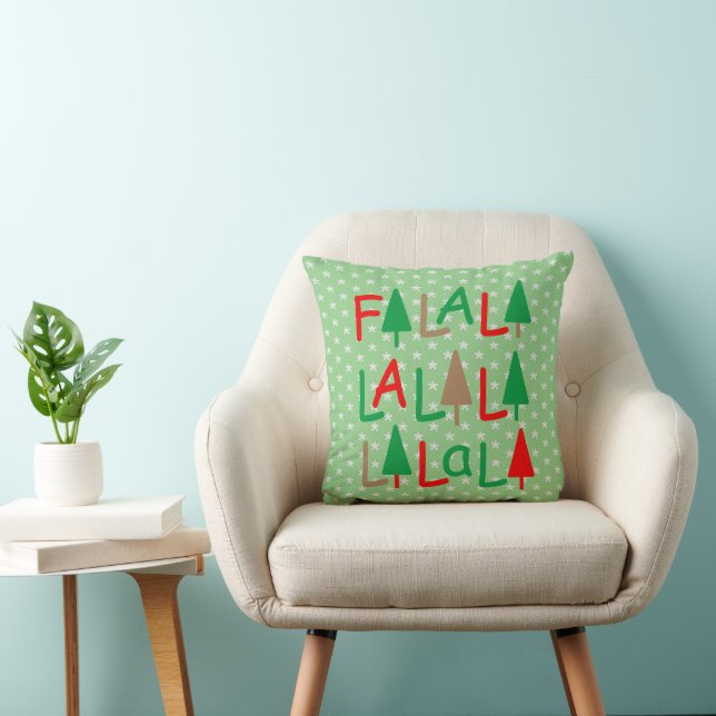 FaLaLaLaLa... Simple Christmas Trees Throw Pillow (Chair)