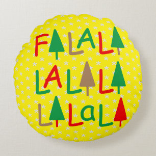 FaLaLaLaLa... Simple rouge vert jaune Coussin rond