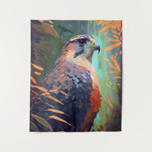 Falcon Bird Animal Portrait Painting Wildlife Free Tapestry