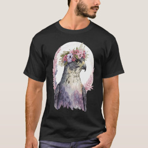 Falcon Birds Of Prey Flower Crown Floral Bird Watc T-Shirt