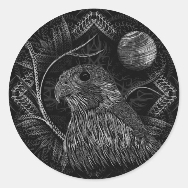 Falcon Full Moon Classic Round Sticker (Front)