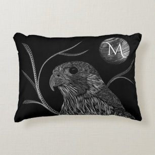 Falcon Full Moon Monogram Black Accent Pillow