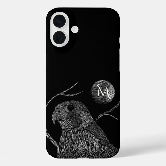 Falcon Full Moon Monogram Black Case-Mate iPhone Case (Back)