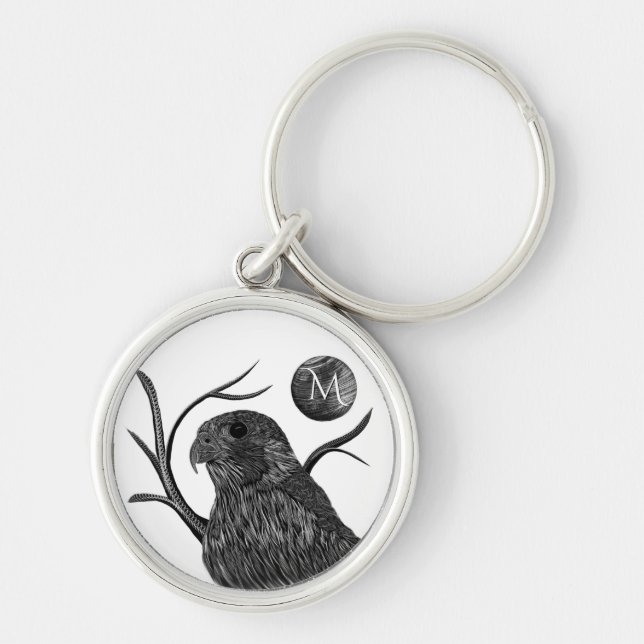 Falcon Full Moon Monogram Keychain (Front)