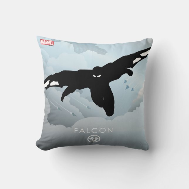 Falcon Heroic Silhouette Throw Pillow (Front)