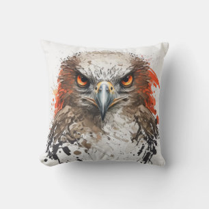 Falcon Portrait Animal Painting Wildlife Outdoors Throw Pillow