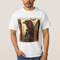 Falcon Ra Egyptian god in the city