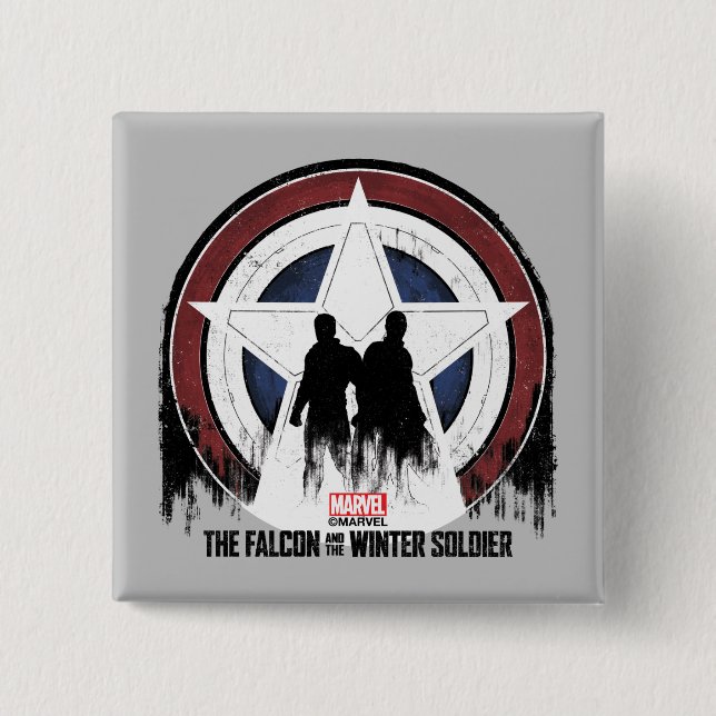 Falcon & Winter Soldier Shield Silhouettes 2 Inch Square Button (Front)