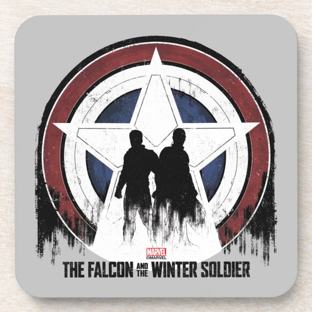 Falcon & Winter Soldier Shield Silhouettes Coaster (Front)