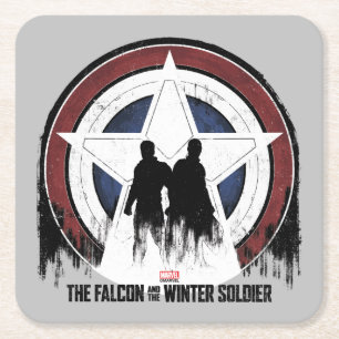 Falcon & Winter Soldier Shield Silhouettes Square Paper Coaster