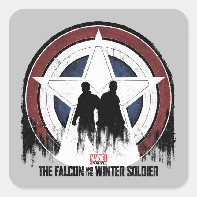 Falcon & Winter Soldier Shield Silhouettes Square Sticker (Front)