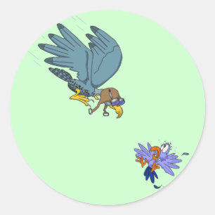 Falcon with goggles classic round sticker
