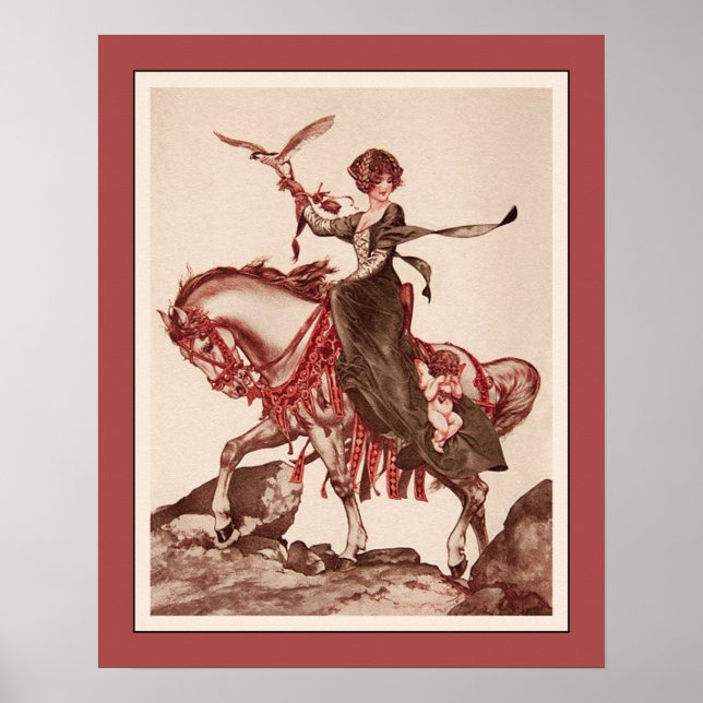 Falconer Captures Cupid - 1923 by Cheri Herouard Poster (Front)